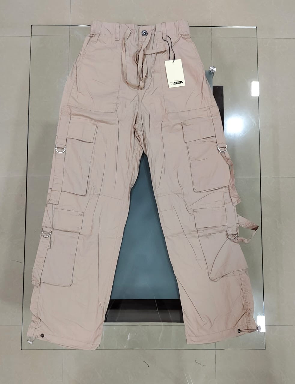 Multi Pockets Branded Parachute Baggy Pants