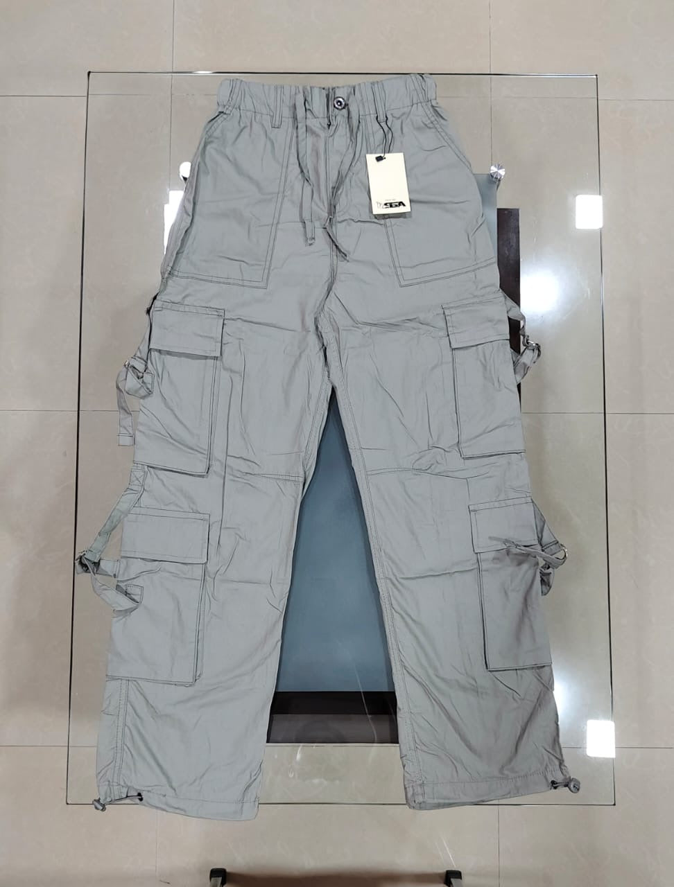 Multi Pockets Branded Parachute Baggy Pants