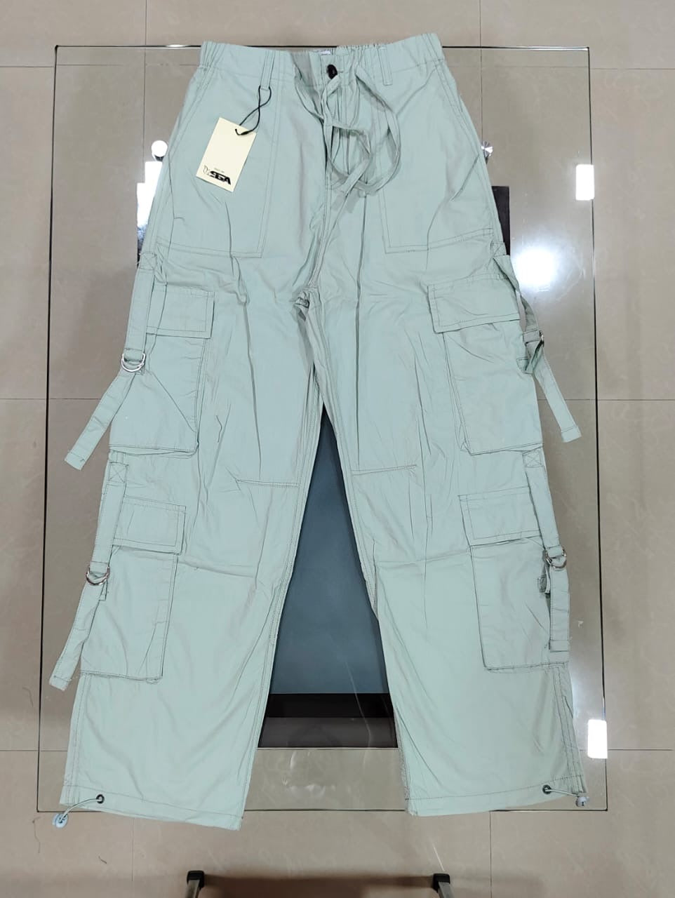 Multi Pockets Branded Parachute Baggy Pants