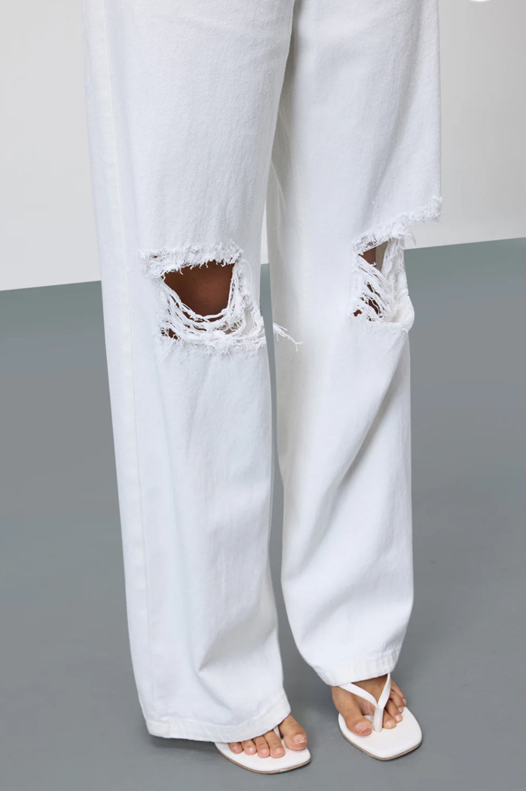 High Waist Double Torn Wide leg Denim
