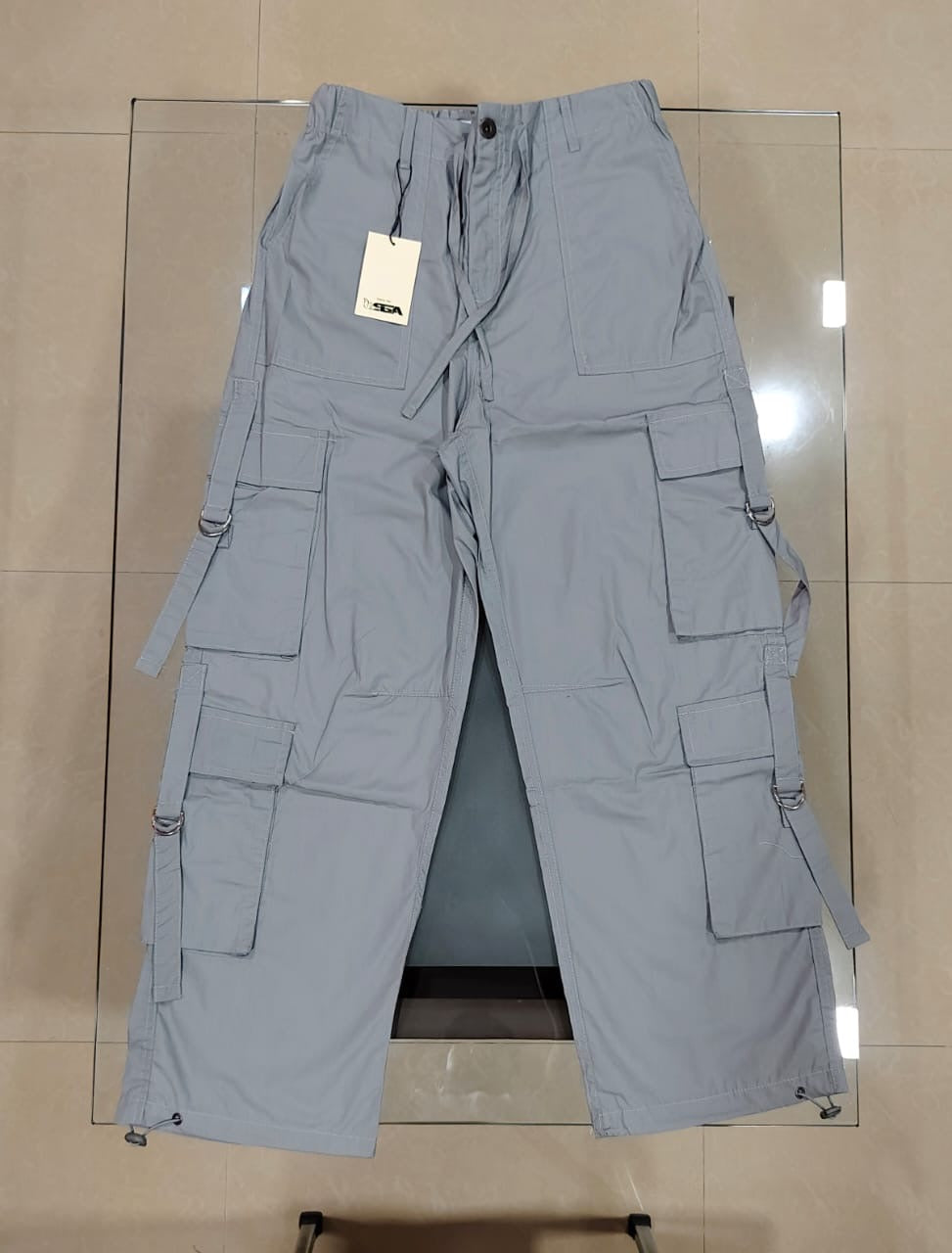 Multi Pockets Branded Parachute Baggy Pants