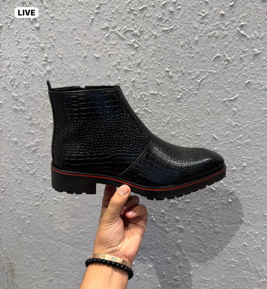 ZARA BLACK RED T SHAPED CROCO CHELSEA FOR MEN