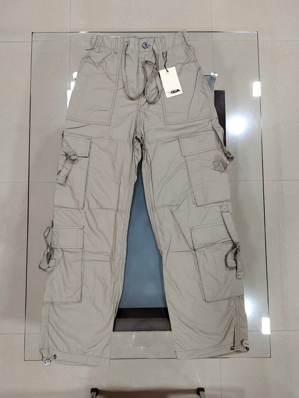Multi Pockets Branded Parachute Baggy Pants