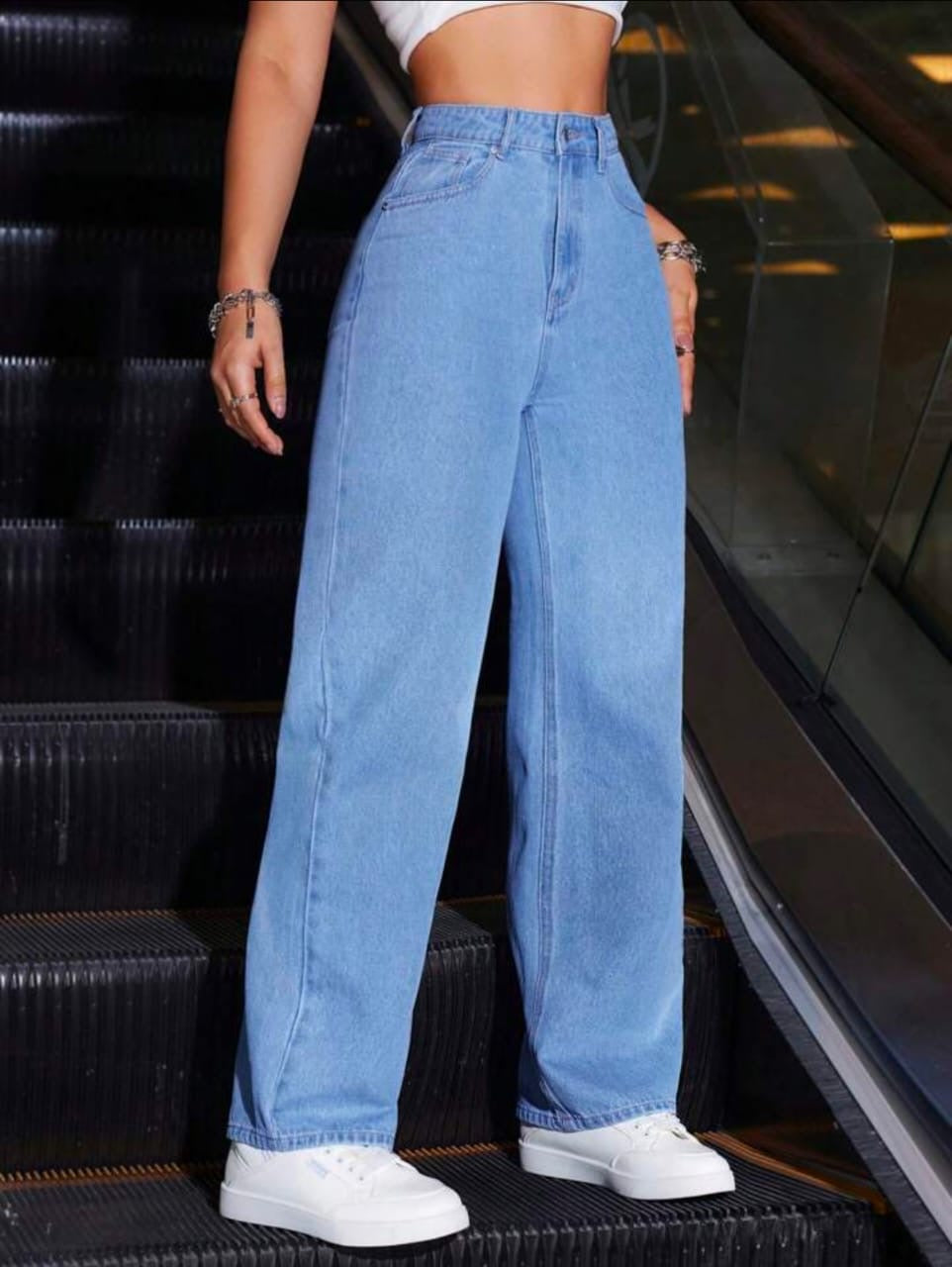 High Waist Ice wide leg Denim