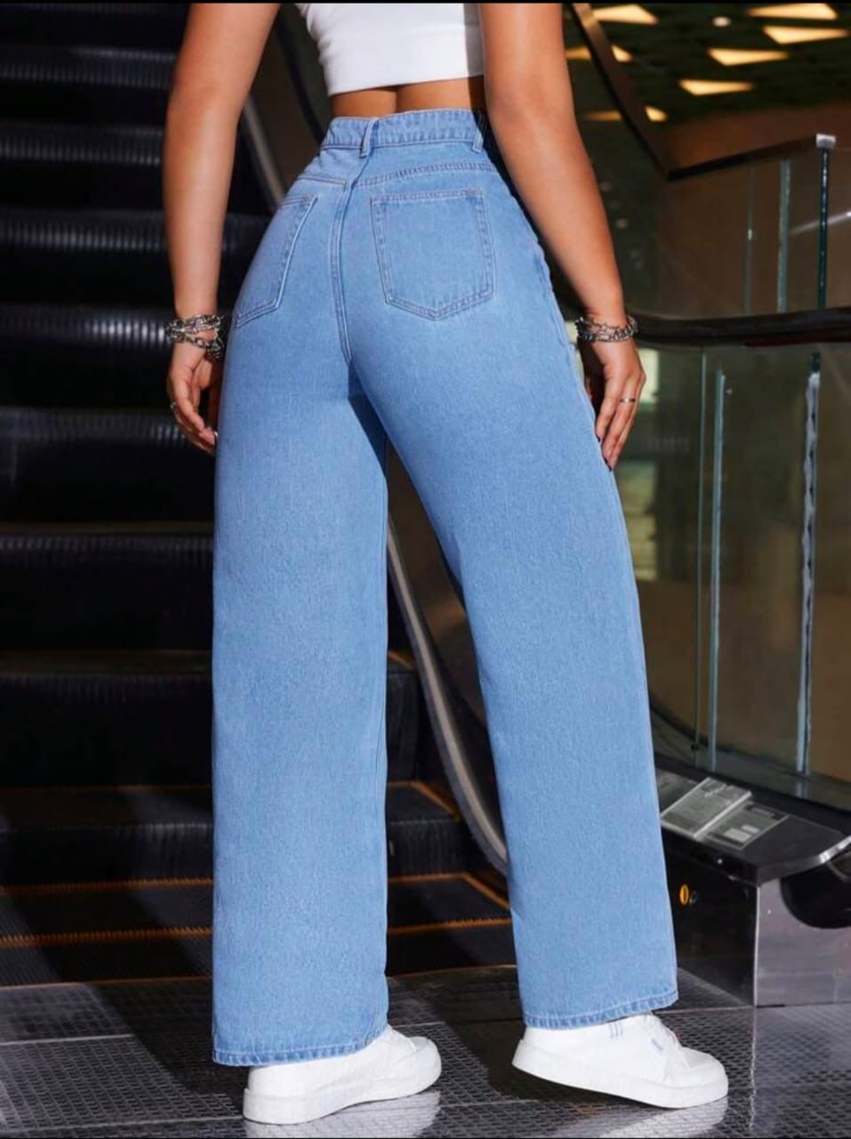 High Waist Ice wide leg Denim