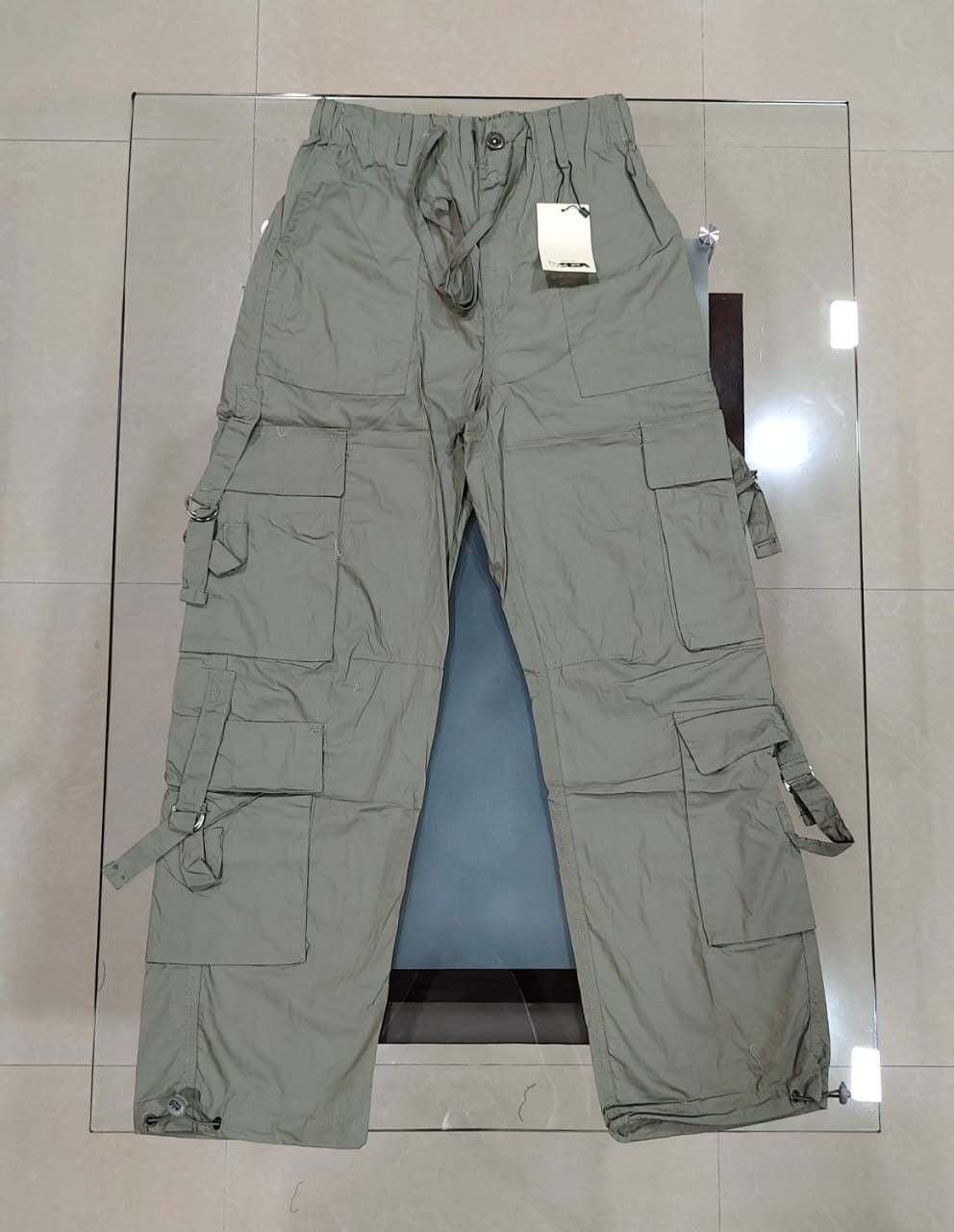 Multi Pockets Branded Parachute Baggy Pants