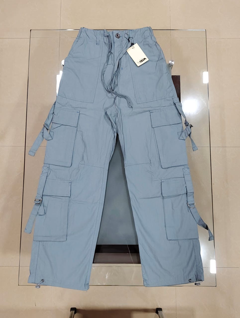 Multi Pockets Branded Parachute Baggy Pants