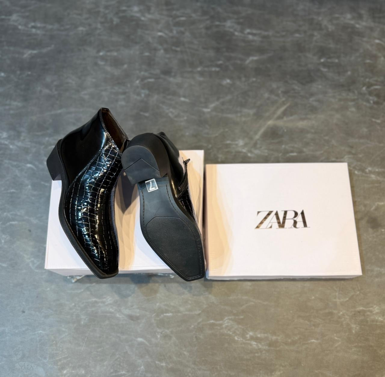 ZARA CROCO T ZIP BOOTS
