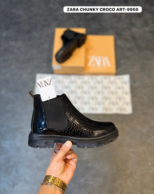 ZARA CHUNKY CROCO CHELSEA BOOTS ART-9950