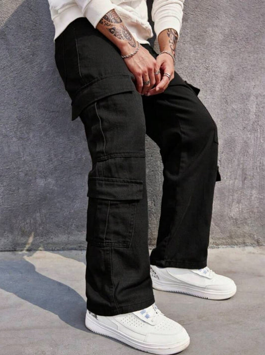 High Waist Unisex 8 Pocket Cargo Denim
