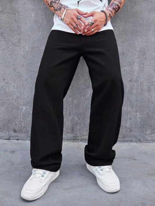 High Waist Black Wide Leg Denim