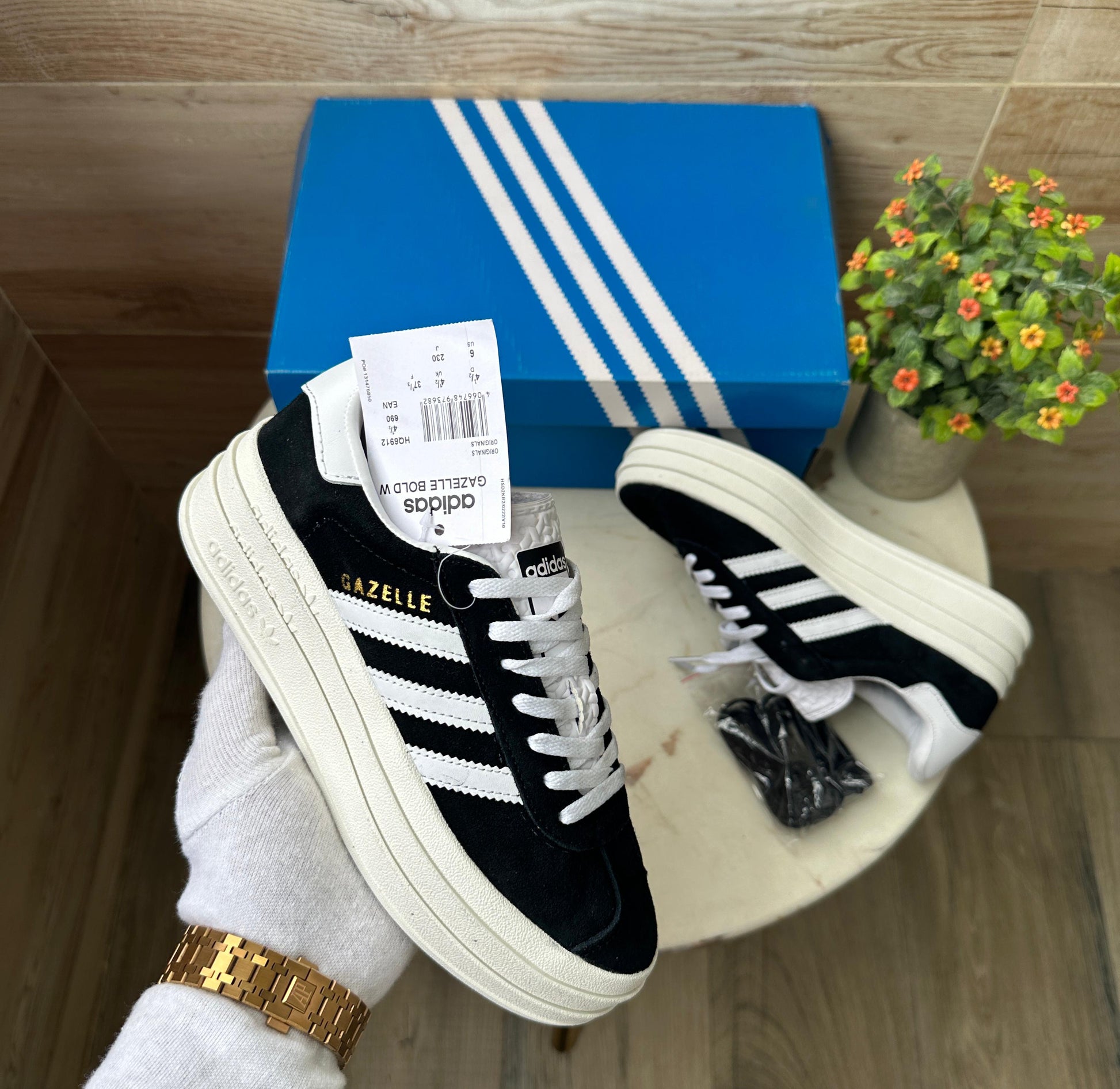 ADIDAS GAZZELE BOLD BLACK WHITE