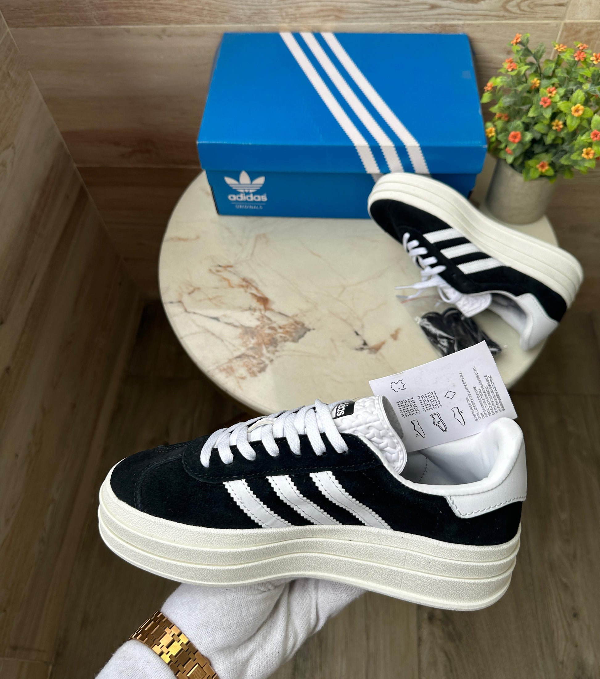 ADIDAS GAZZELE BOLD BLACK WHITE