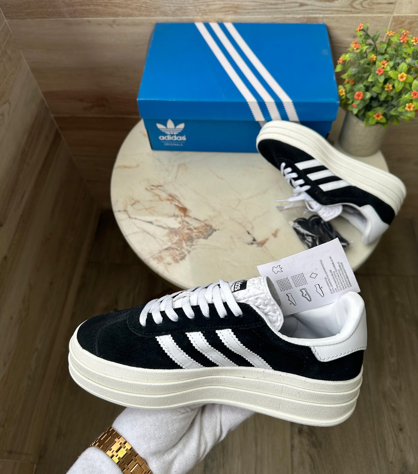 ADIDAS GAZZELE BOLD BLACK WHITE