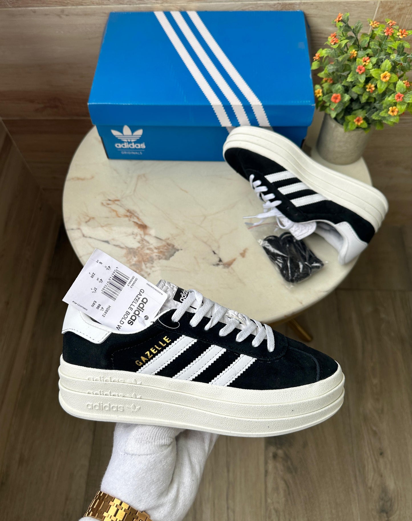 ADIDAS GAZZELE BOLD BLACK WHITE