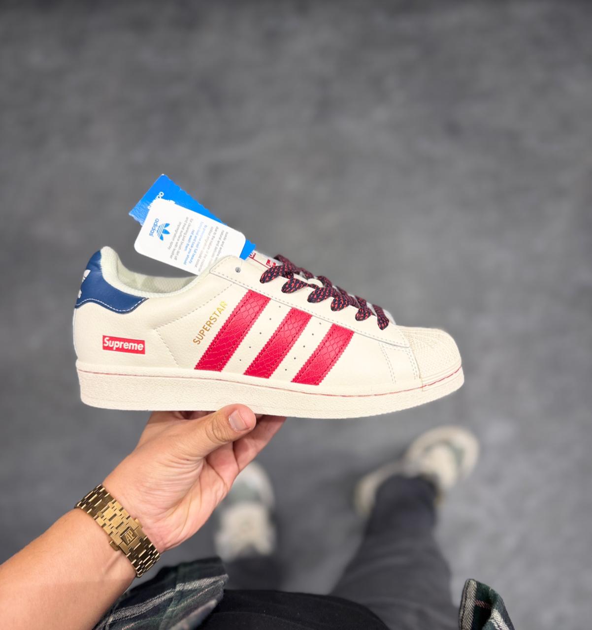 ADIDAS ORIGINAL SUPERSTAR WHITE RED SUPREME