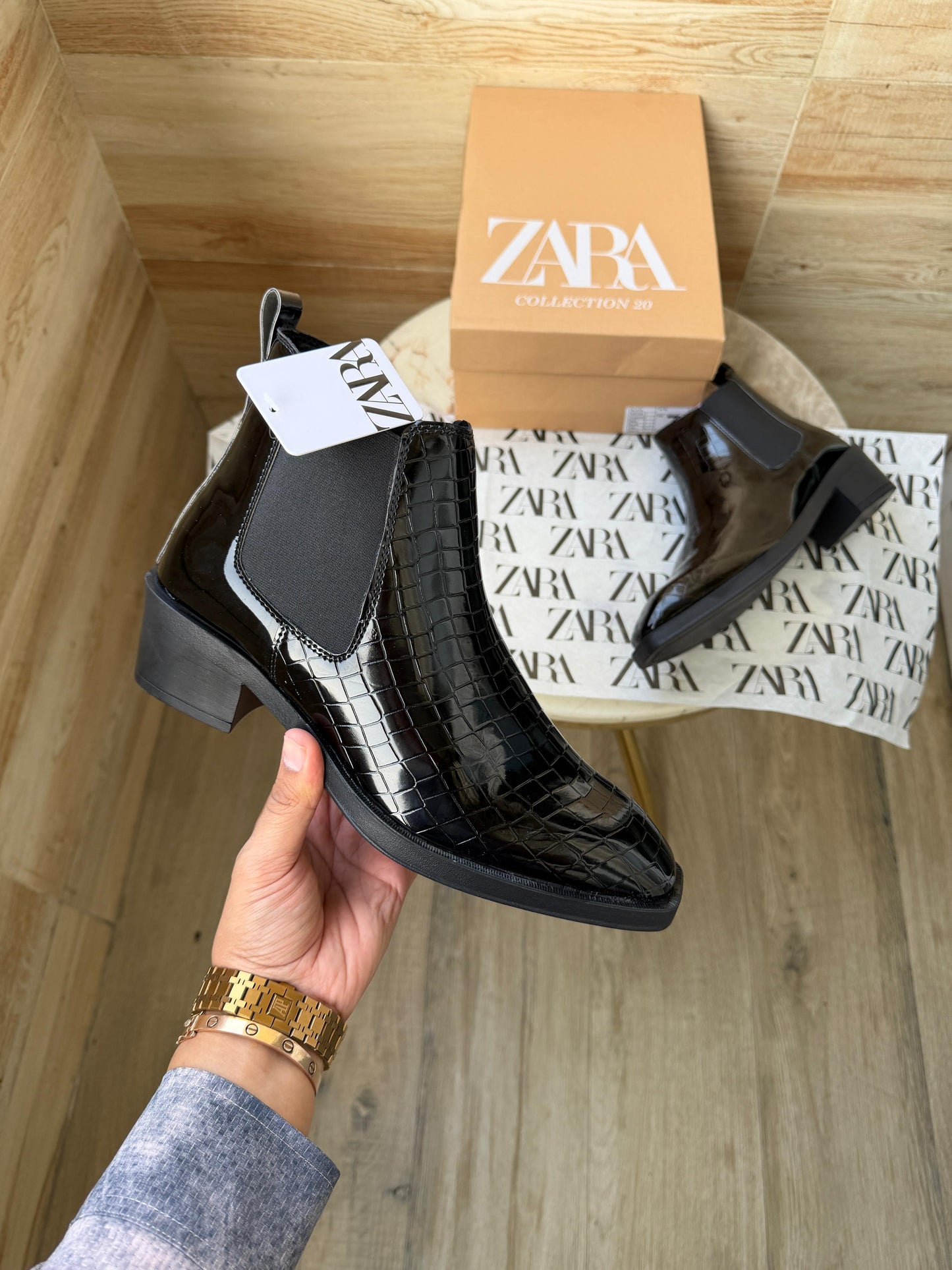 ZARA CROCO T CHELSEA BOOTS