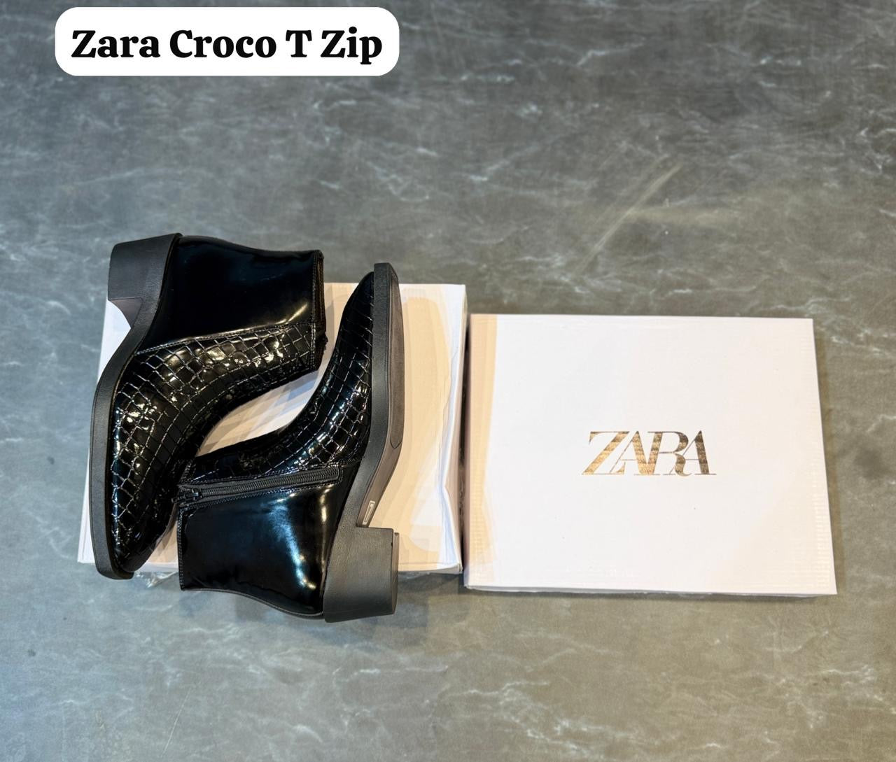 ZARA CROCO T ZIP BOOTS