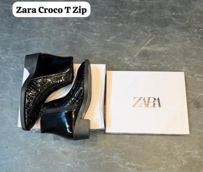 ZARA CROCO T ZIP BOOTS