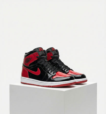 Nike air jordan one red glossy high angle