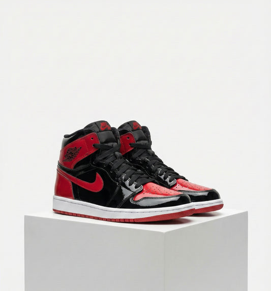 Nike air jordan one red glossy high angle