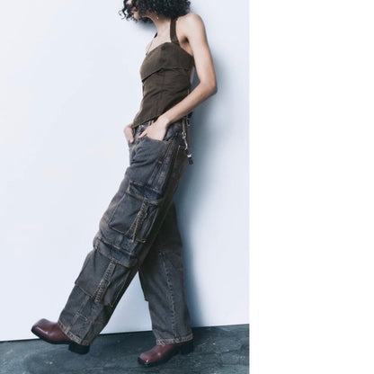 (Copy) Unisex Zara Mid Rise TRF Multi Pockets Cargo