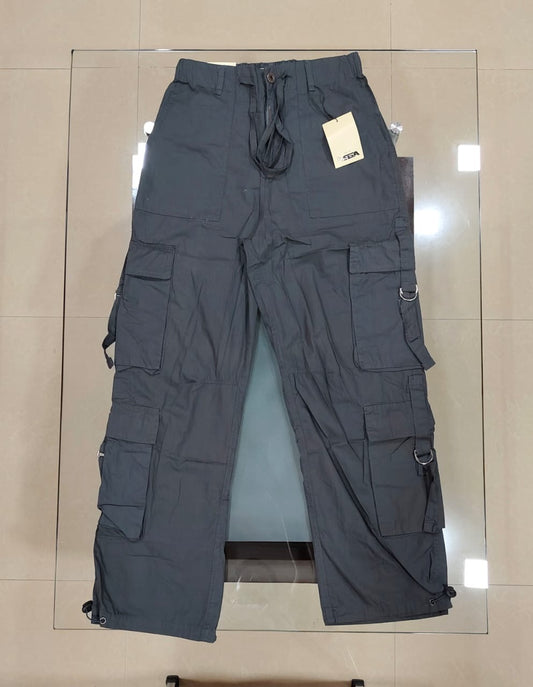 Multi Pockets Branded Parachute Baggy Pants