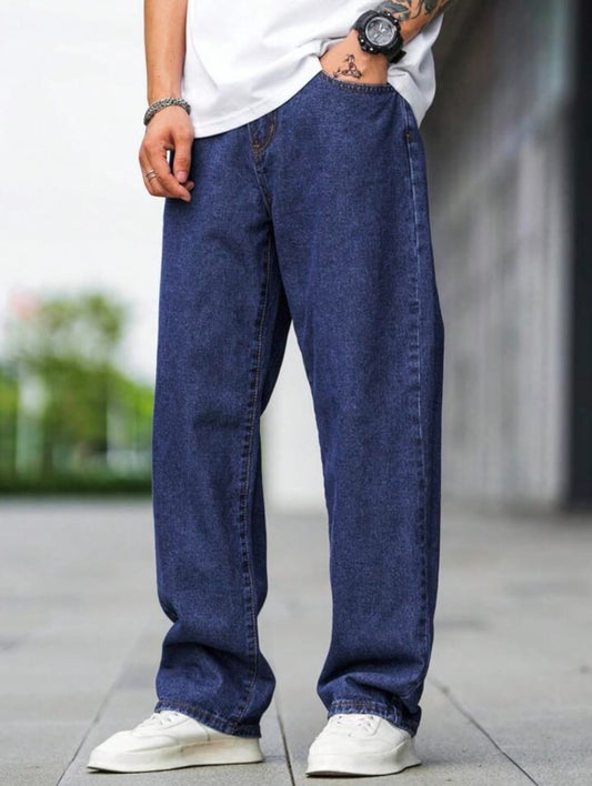 Now in Unisex Wide leg High Waist Dark Blue Wide Leg Denim