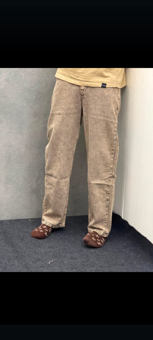 High Waist Boll Wash Baggy Jeans