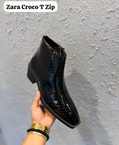 ZARA CROCO T ZIP BOOTS
