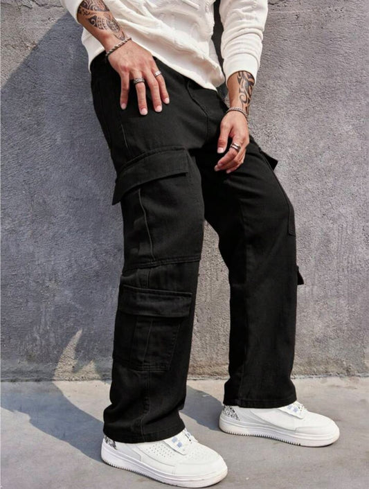 High Waist Unisex 8 Pocket Cargo Denim
