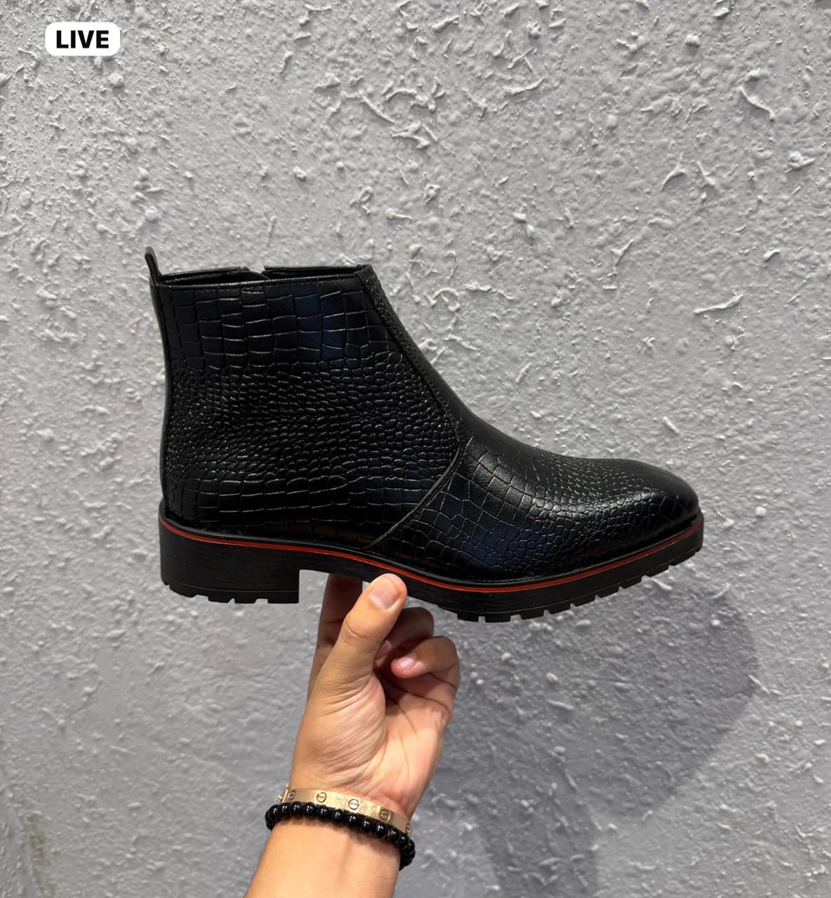 ZARA BLACK RED T SHAPED CROCO CHELSEA FOR MEN