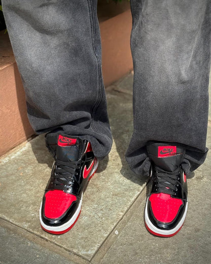 Nike air jordan one red glossy high angle