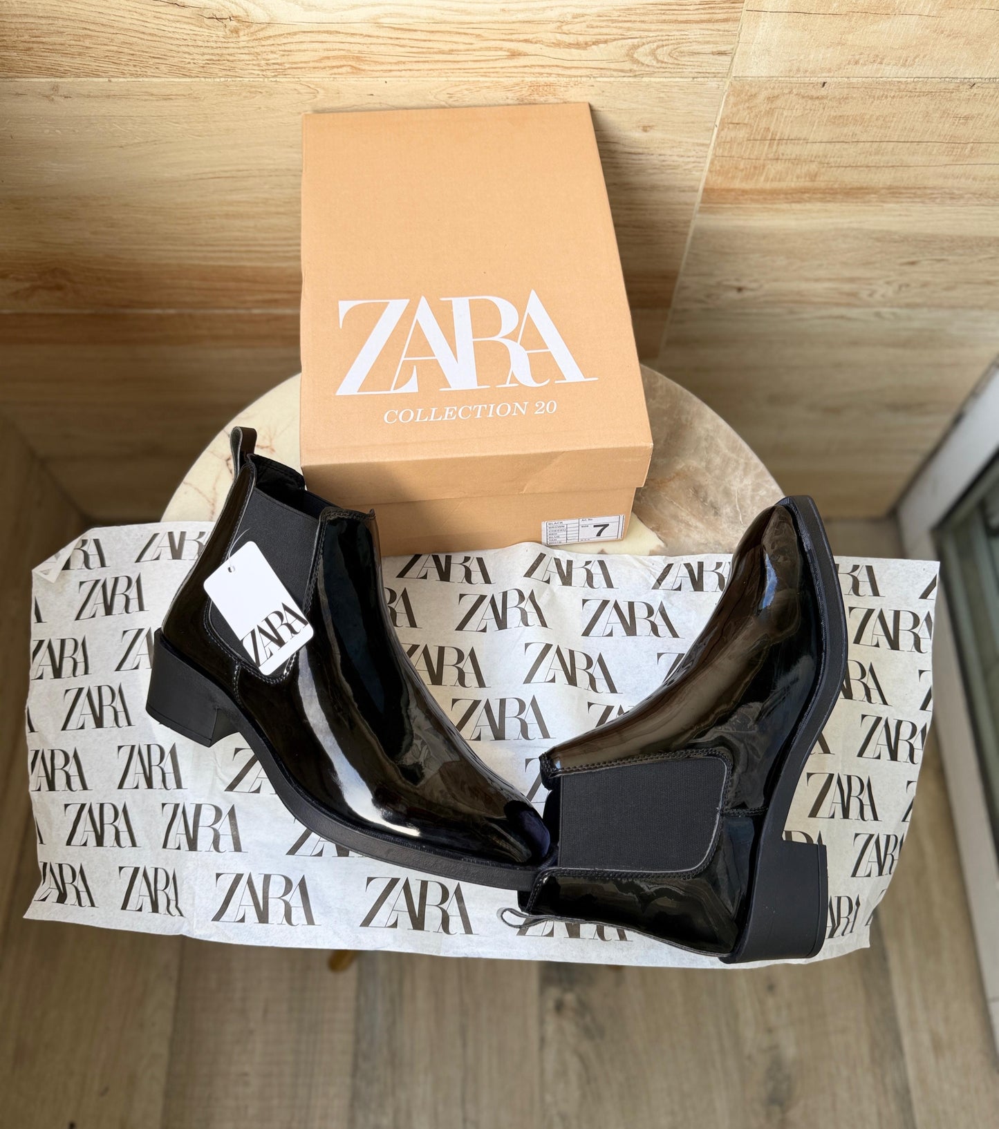 ZARA T PATENT CHELSEA BOOTS