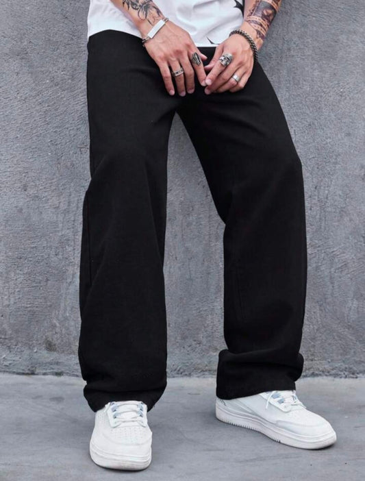 High Waist Black Wide Leg Denim