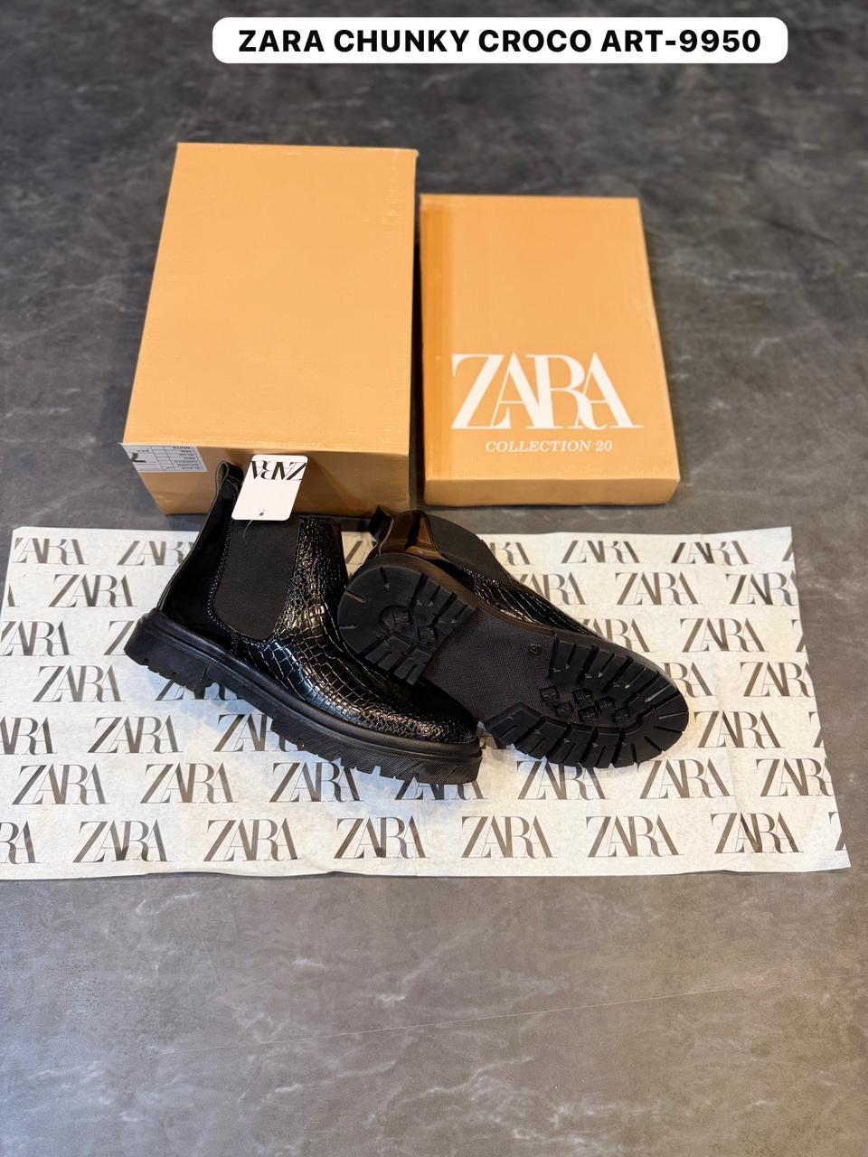 ZARA CHUNKY CROCO CHELSEA BOOTS ART-9950