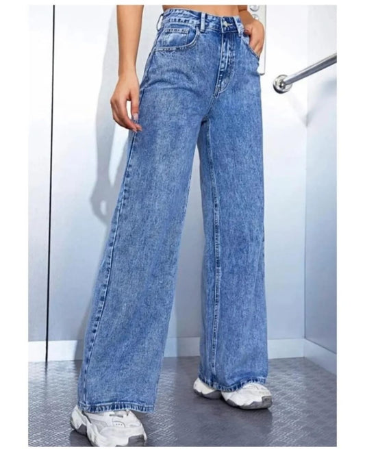 High Waist Boll Wash Wide leg Denims