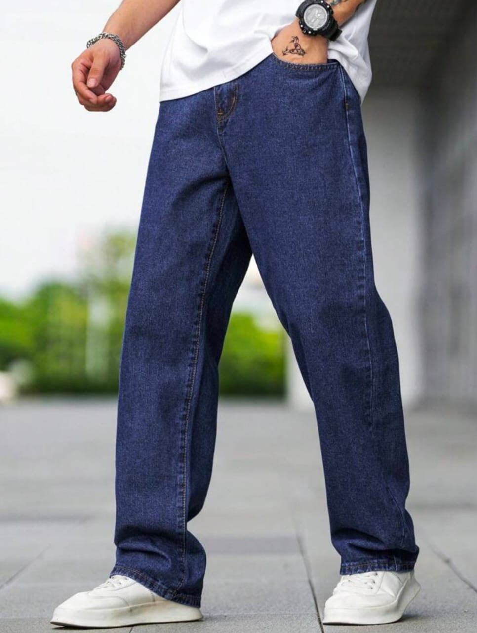 Now in Unisex Wide leg High Waist Dark Blue Wide Leg Denim