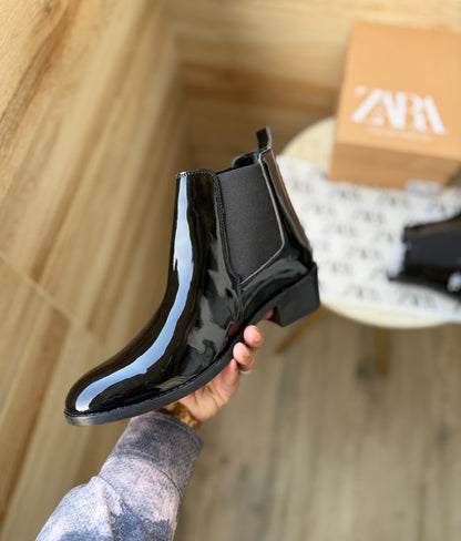 ZARA T PATENT CHELSEA BOOTS