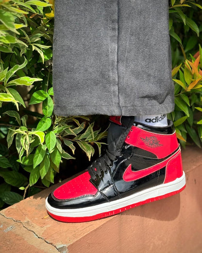 Nike air jordan one red glossy high angle