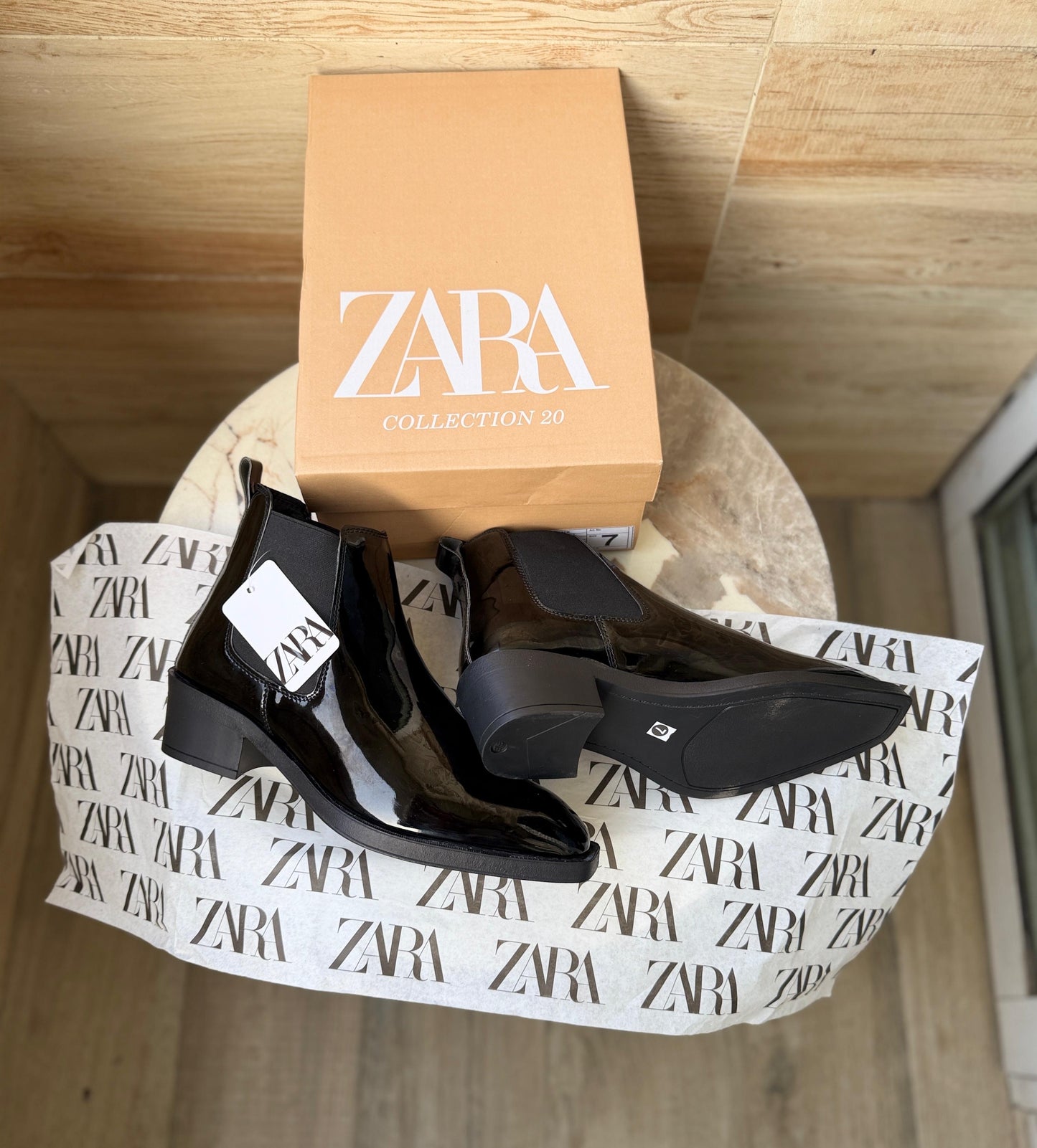 ZARA T PATENT CHELSEA BOOTS