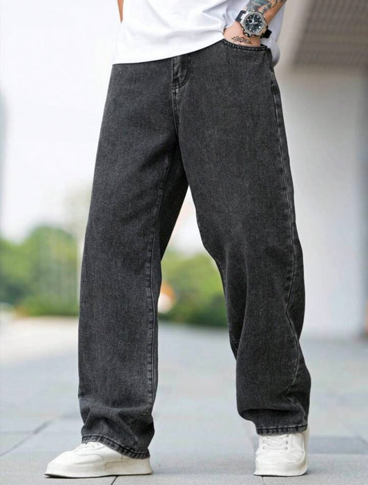 High Waist Charcoal Gray Baggy Jeans