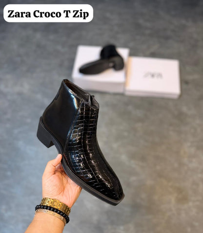 ZARA CROCO T ZIP BOOTS