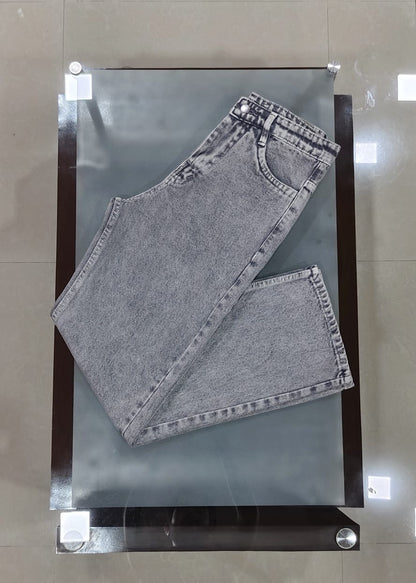 High Waist Light Gray Baggy Jeans