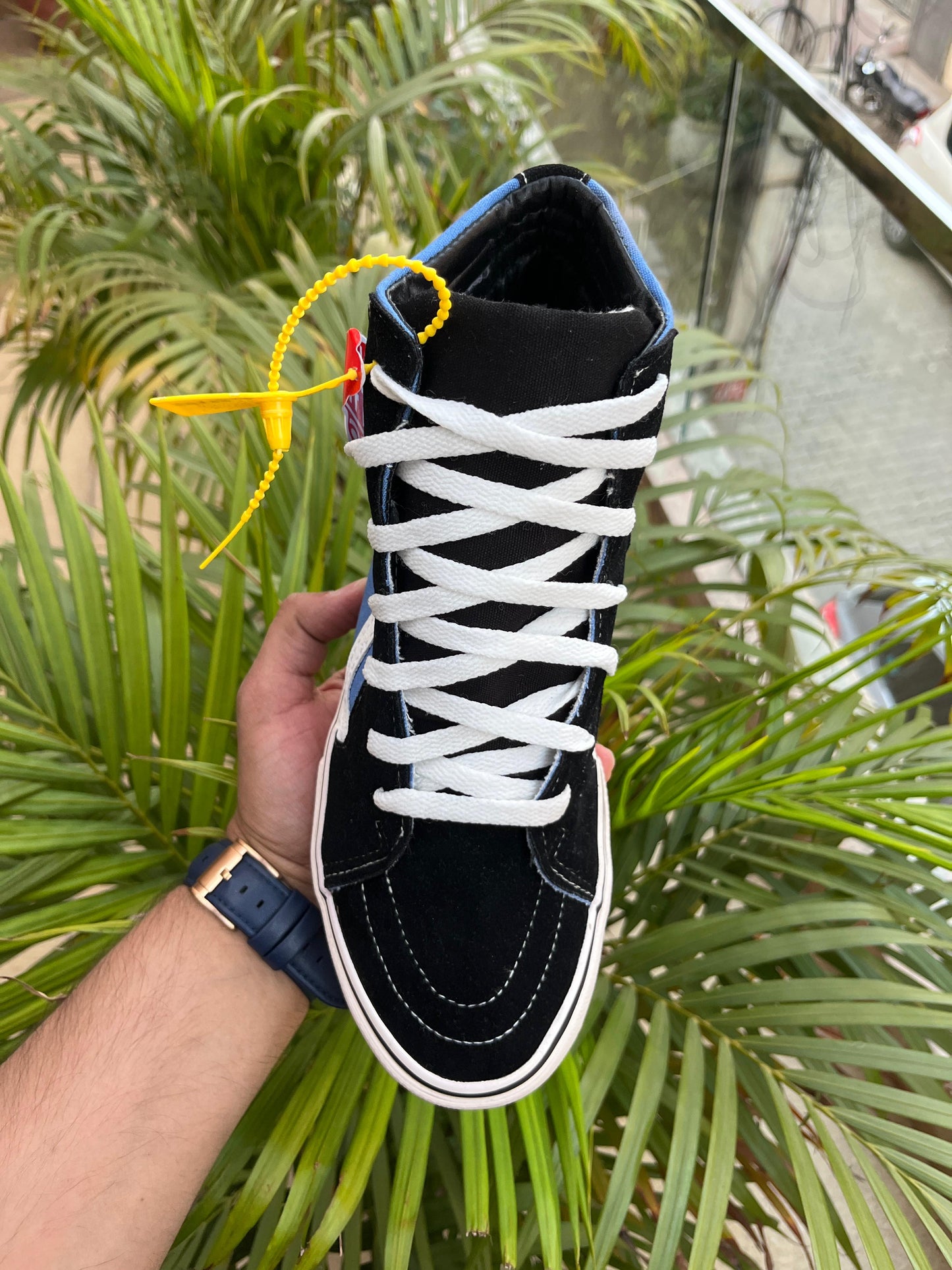 vans long blue black