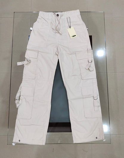 Multi Pockets Branded Parachute Baggy Pants