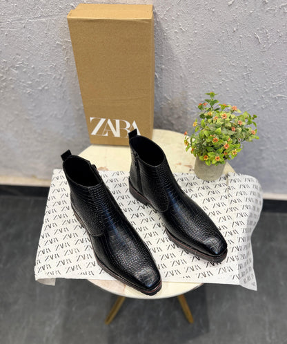 ZARA BLACK RED T SHAPED CROCO CHELSEA FOR MEN