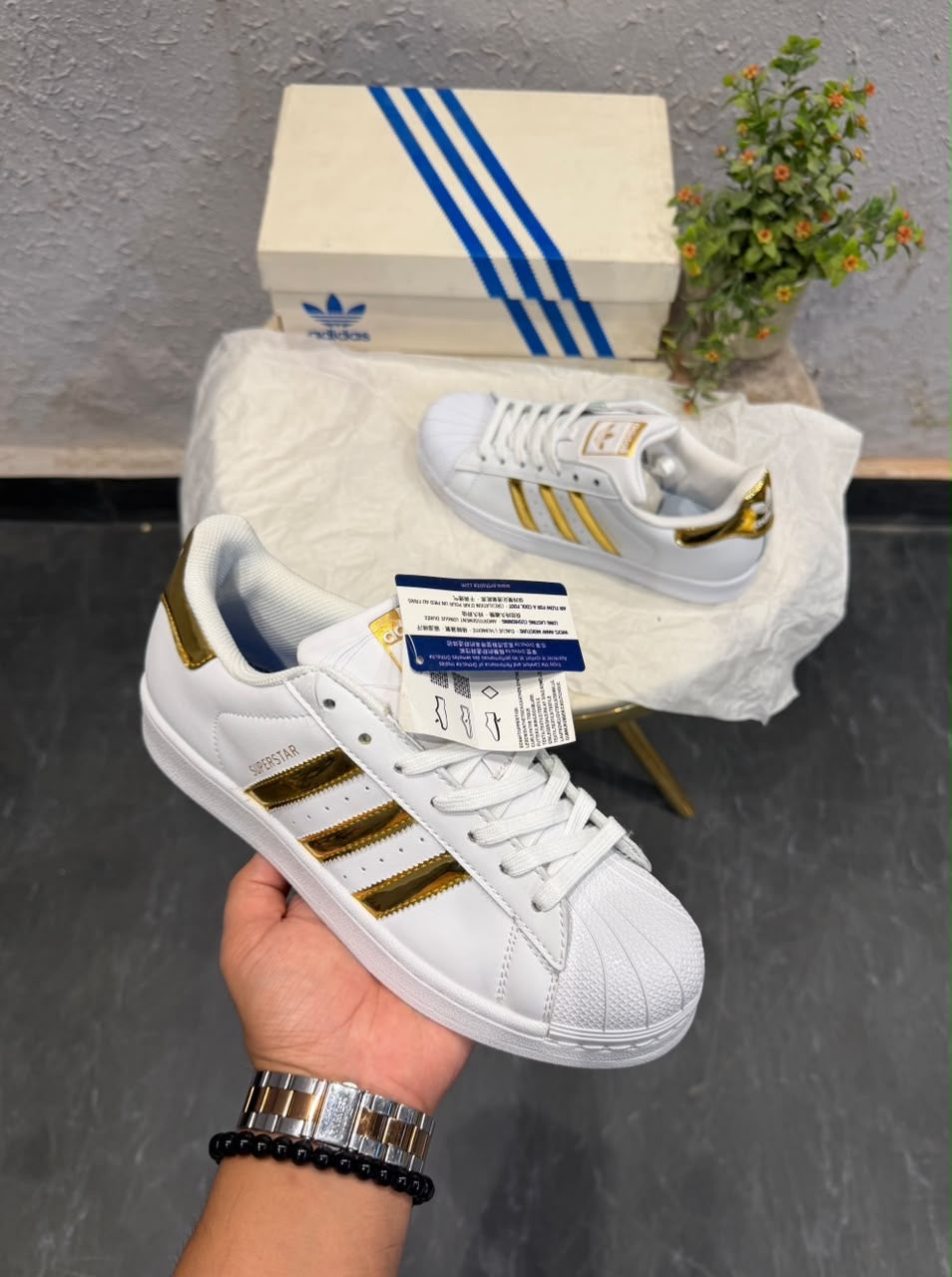 ADIDAS ORIGINALS SUPERSTAR  WHITE GOLD