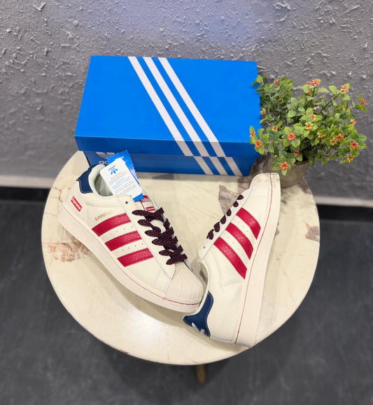 ADIDAS ORIGINAL SUPERSTAR WHITE RED SUPREME