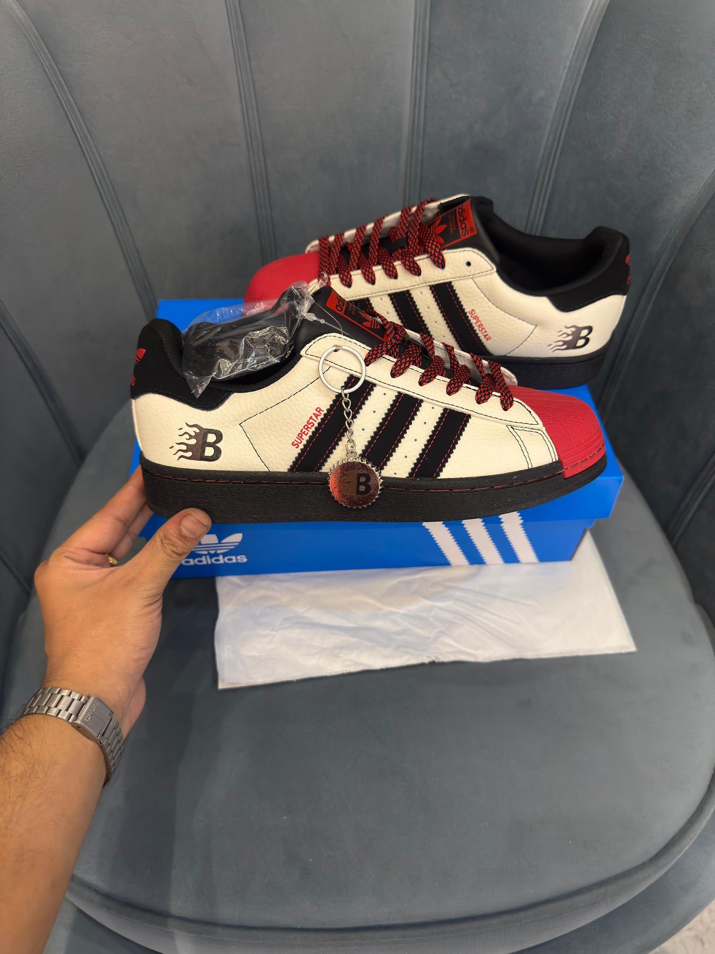 ADIDAS SUPERSTAR X BALMAIN KEYCHAIN